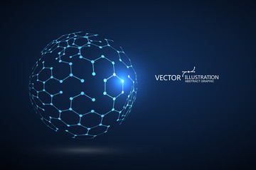 Molecular structure composed of spheres, abstract graphic design.