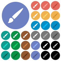Brush round flat multi colored icons