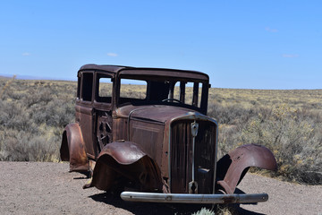 Classic Rusted Out Car on Route 66 in Arizona