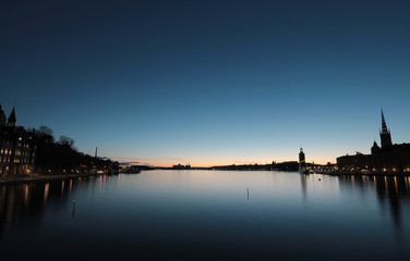 Veduta di Stoccolma al tramonto