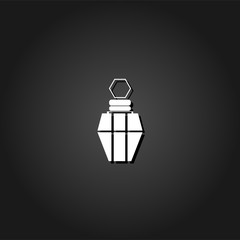 Perfume icon flat. Simple White pictogram on black background with shadow. Vector illustration symbol