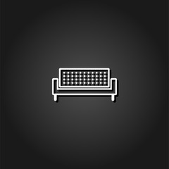 Sofa icon flat. Simple White pictogram on black background with shadow. Vector illustration symbol