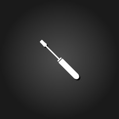 Screwdriver icon flat. Simple White pictogram on black background with shadow. Vector illustration symbol