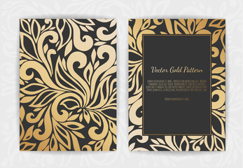 Gold vintage greeting card on a black background.