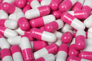 Heap of color pills capsules
