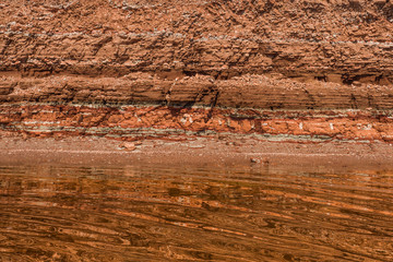 Rocky clay texture on a cliff near the sea