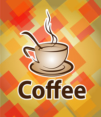 Vector illustration of drawing a cup with coffee, and a coffee spoon