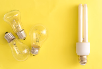 Energy-saving lamp vs. incandescent lamps.