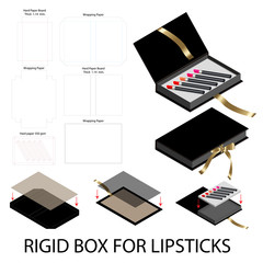 rigid box book shape for lipsticks package dieline