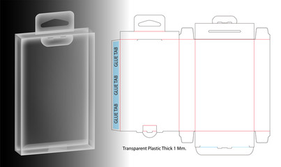 hanging plastic box 3d mockup with dieline