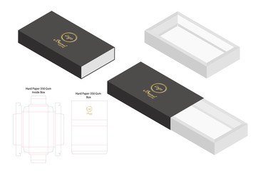 hard paper slide box 3d mockup with dieline
