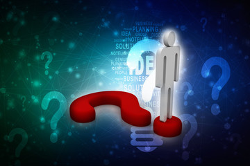 3d illustration Question Mark. 3D. 3d small people - complicated question mark
