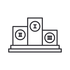 Line vector olympic pedestal, winner award icon. Sport equipment, success symbol. Athletic competition. Championship reward, win trophy. Retro style illustration and element for your design wallpaper.