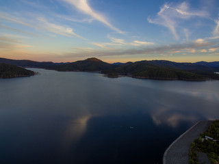 Australian dam lake at sunset