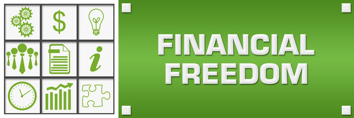 Financial Freedom Green Business Symbols Grid Left 