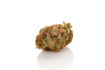 Marijuana bud isolated on white background.