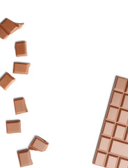 Delicious milk chocolate on white background