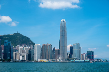 Fototapeta na wymiar Hong Kong skyline in Victoria Harbour