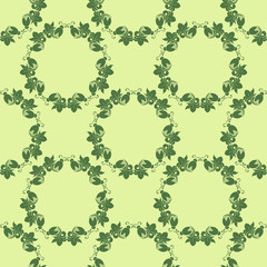 seamless floral pattern with beetle on the leaves