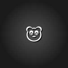 Panda icon flat. Simple White pictogram on black background with shadow. Vector illustration symbol