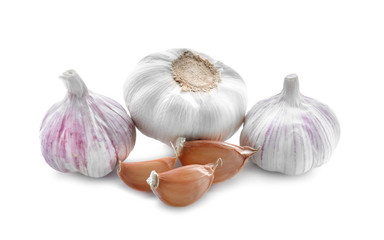 Fresh garlic on white background