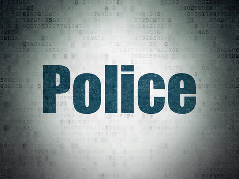 Law concept: Painted blue word Police on Digital Data Paper background