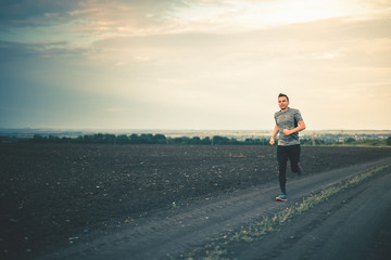 Jogging and running outdoors in nature