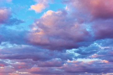 Naklejka na ściany i meble Evening sky colorful clouds