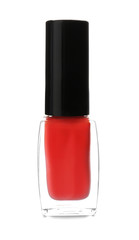 Obraz premium Glass bottle of nail polish on white background