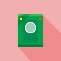 VINTAGE WASHING MACHINE
Illustrate of green washing machine on light pink background.