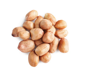 Tasty peanuts on white background