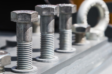 bolts and metal fittings for construction and repair - obrazy, fototapety, plakaty