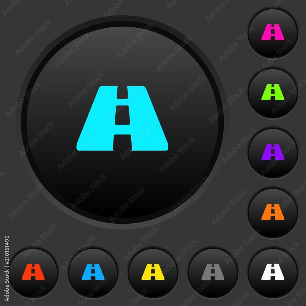 Poster road dark push buttons with color icons