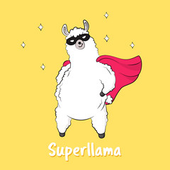 Cute cartoon lama, doodle vector. character sticker patche © yepifanovahelen