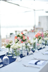 Beach Wedding Ceremony on the beach with sea and sky in romantic