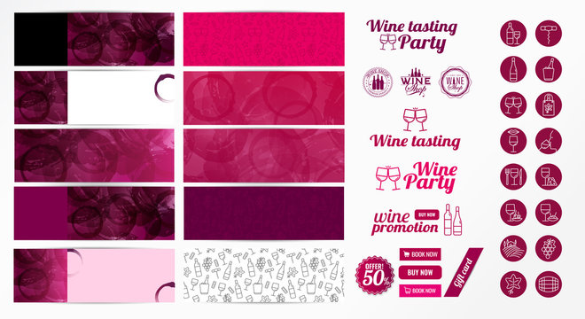 banners-wine-icons-party-texture-promotion