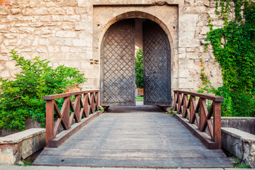 Fototapeta na wymiar Hlyniany Gate and Bernardine church in Lviv, Ukraine