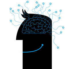 artificial intelligence conceptual design. Isolated over white background.