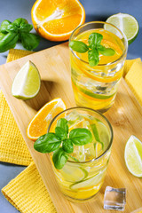 Detox water with slices of orange and lime