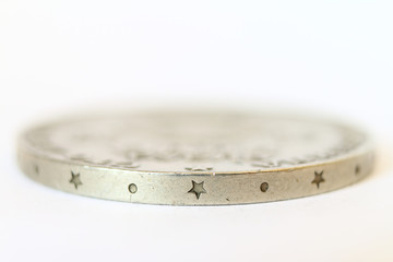 money. one coin. macro. isolated