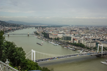 Obraz premium Budapest from above cityscape panorama in rainy day