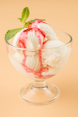  Ice cream topping in a glass beaker