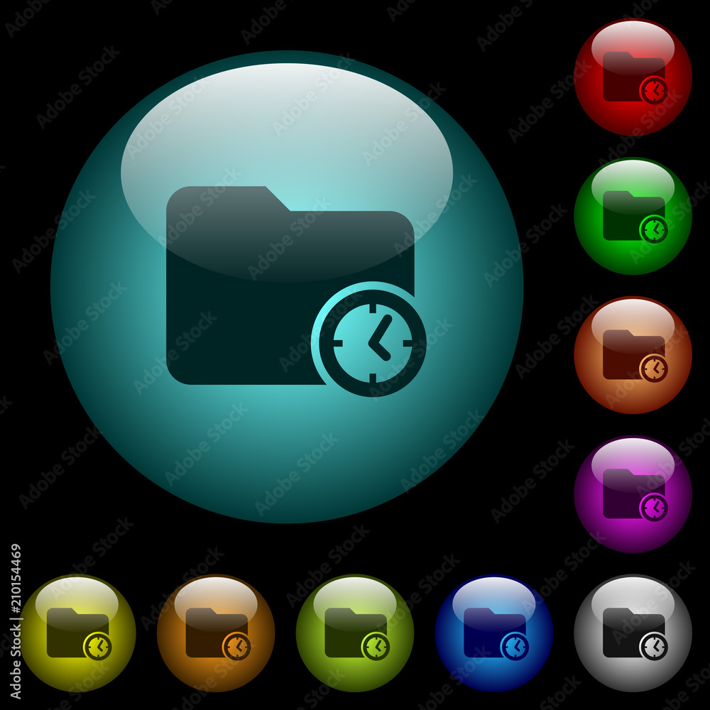 Poster directory creation time icons in color illuminated glass buttons
