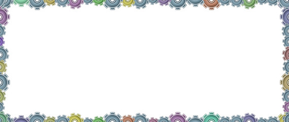 cartoon scene with industrial frame - gear wheels on white background - illustration for children