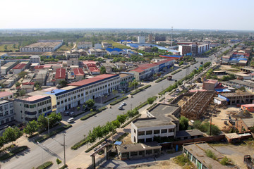 Fototapeta premium overlooking cottage in the city, in China