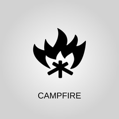 Campfire icon. Campfire symbol. Flat design. Stock - Vector illustratio