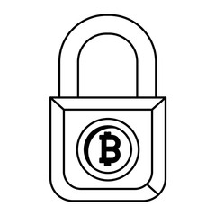 padlock with bitcoin commerce vector illustration design