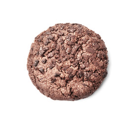 Delicious chocolate cookie on white background