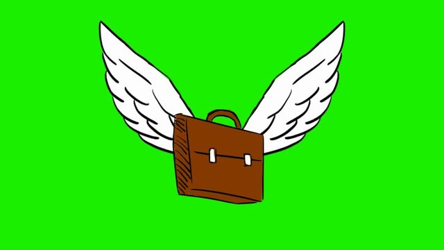 briefcase - 2d animated wings - green screen