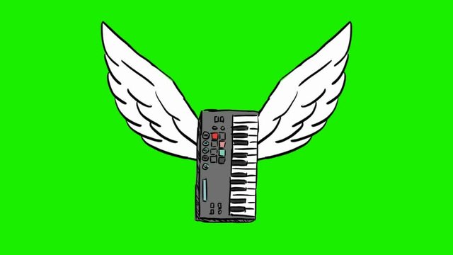 piano - 2d animated wings - green screen